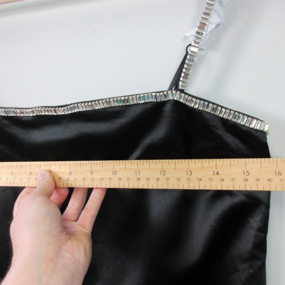 Abercrombie & Fitch Satin Slip Dress XS Black Mini Beaded Going Out Party 352 - Picture 5 of 12